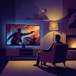 Ce înseamnă AMC: prescurtarea din chat Ce înseamnă AMC - ilustrație cu televizor și entertainment arătând canalul de televiziune AMC