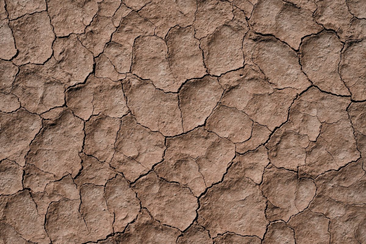 Teren crăpat și sol arid afectat de eroziune
