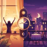 Ce înseamnă AM și PM: greșeala pe care o fac toți Ce înseamnă AM și PM - ilustrație cu dimineață și seară arătând diferența între AM și PM