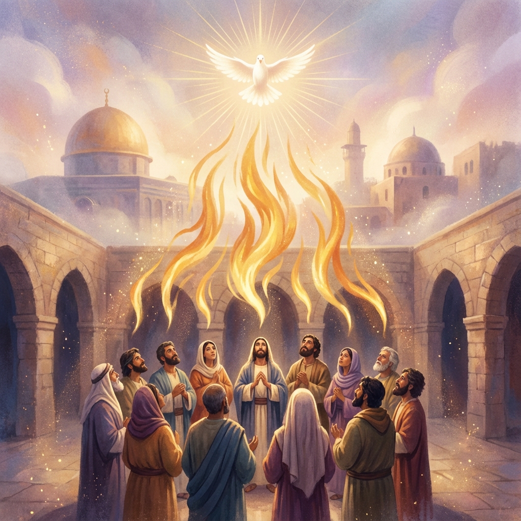 Ce înseamnă Rusalii - scenă cu Pogorârea Duhului Sfânt și limbi de foc