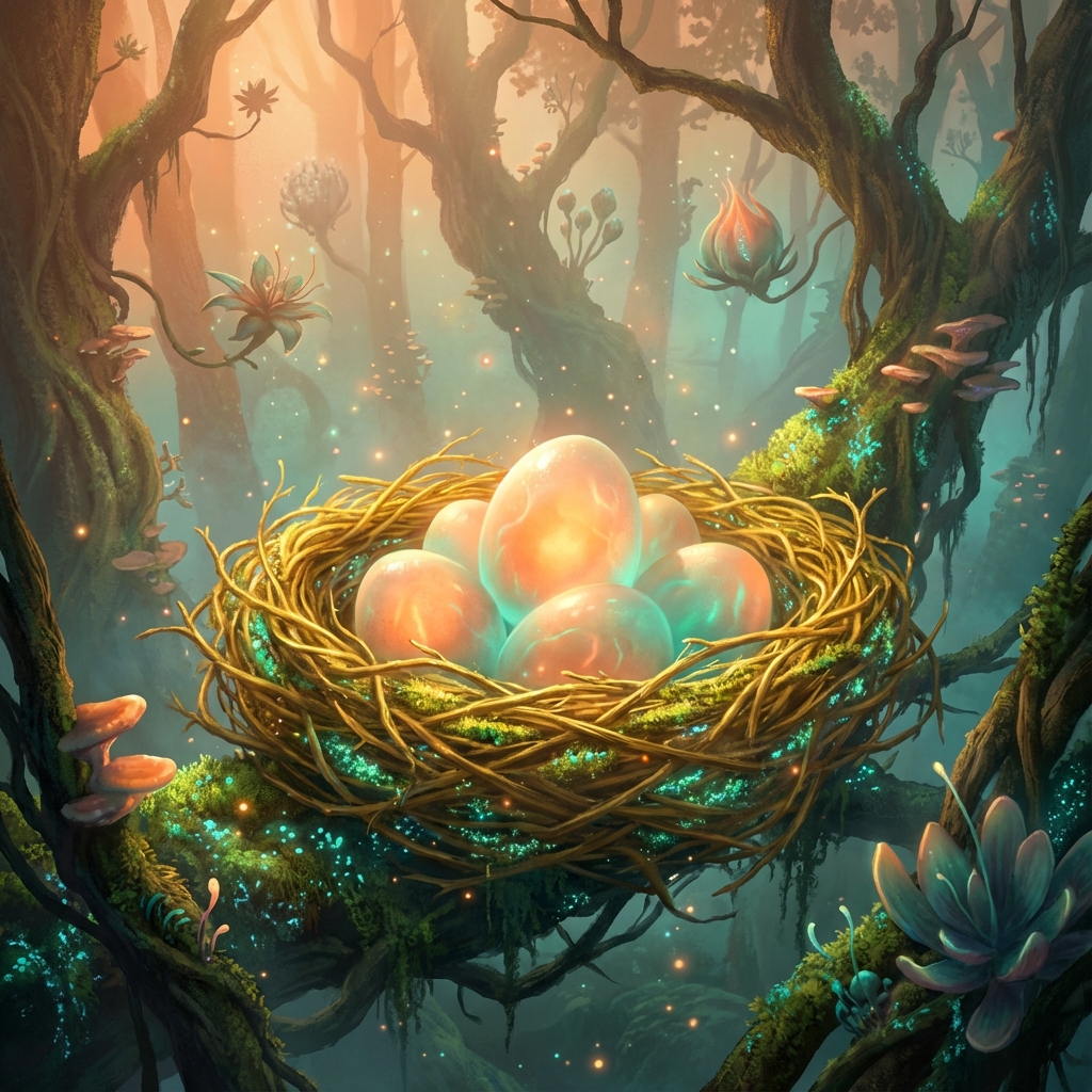 Cuib cu oua de aur in vis simbolizand bogatie