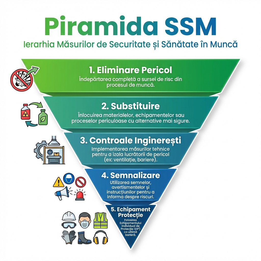 Infografic: Piramida Măsurilor SSM - De la Eliminare la EIP