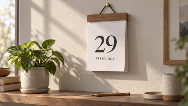Filă de calendar de perete indicând data de douăzeci și nouă februarie pentru anul bisect.