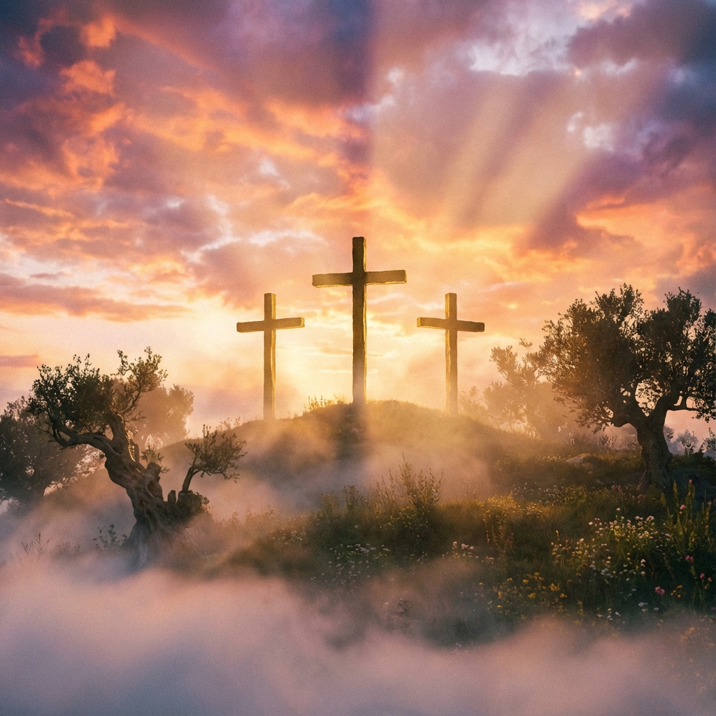 Trei cruci pe deal la răsărit, simbol al spiritualității și protecției divine în visele românești