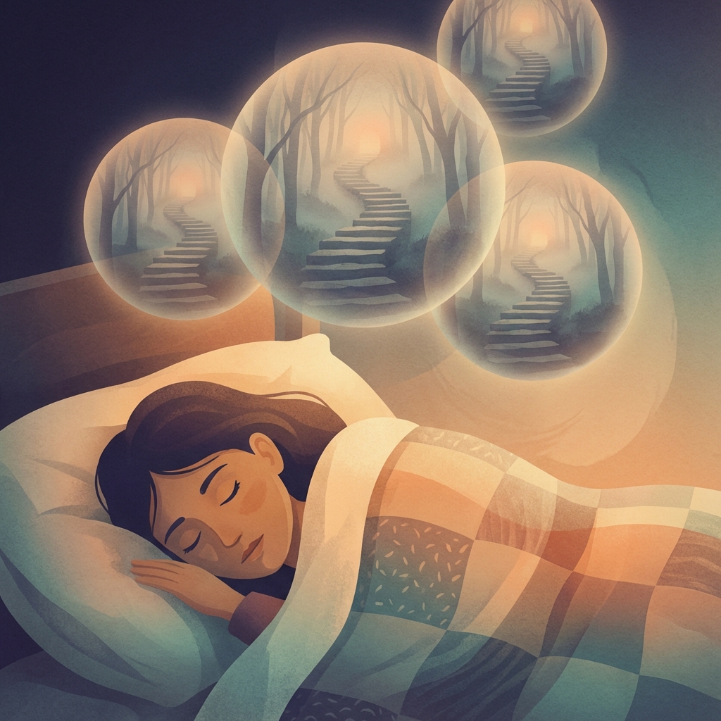 Ilustrație onirică despre vise repetitive