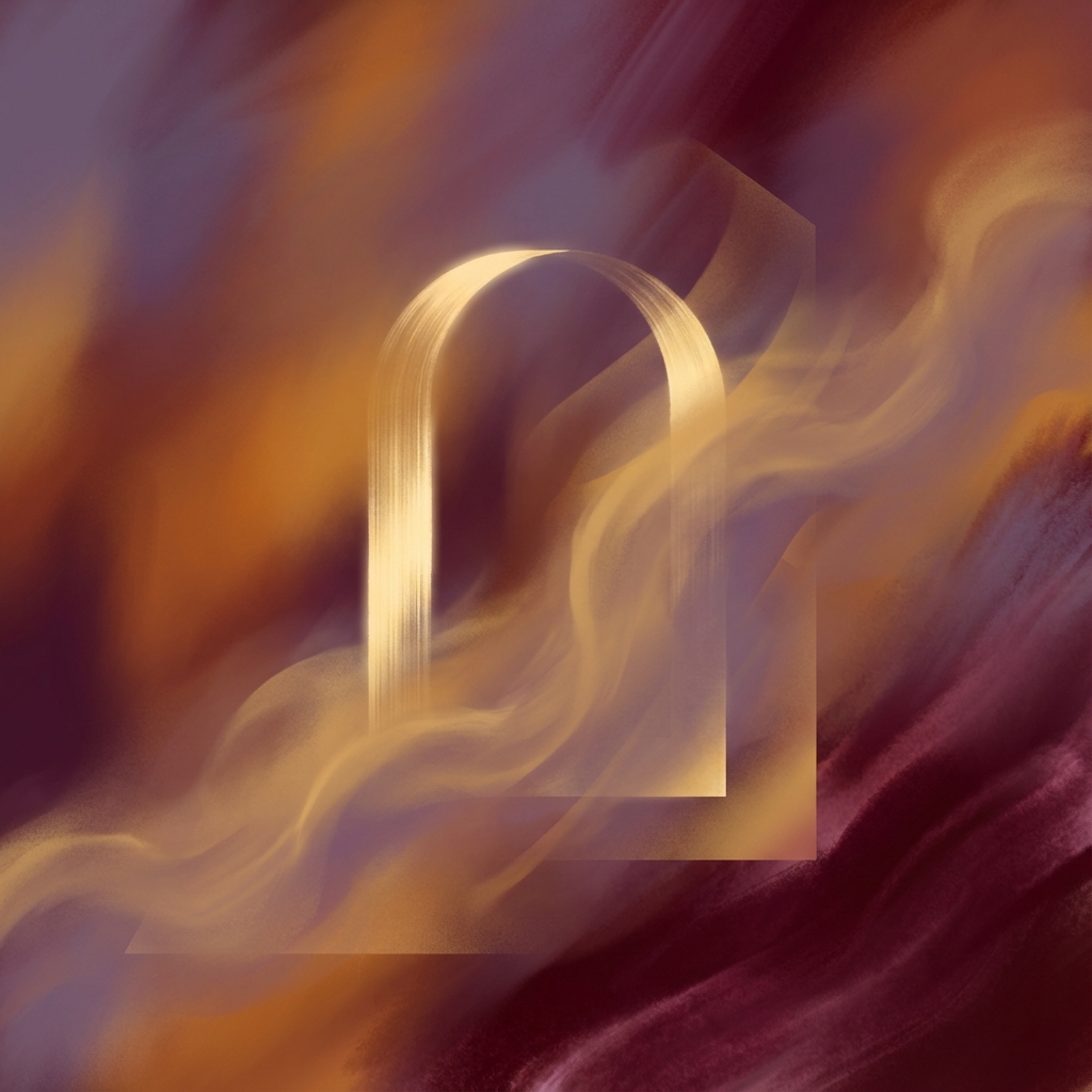 Ilustrație abstractă a unei uși aurii simbolizând accesul exclusiv și raritatea