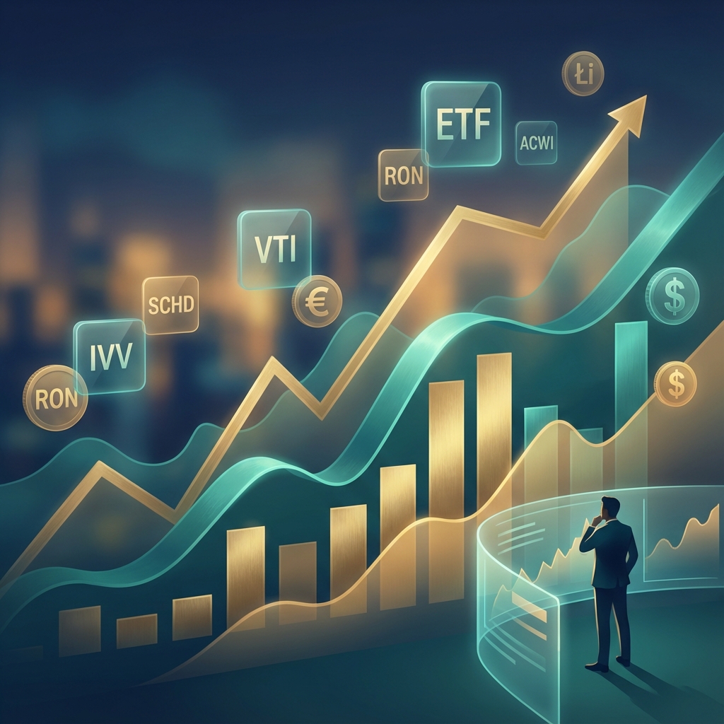 ETF investiții România - grafice financiare și creștere capital