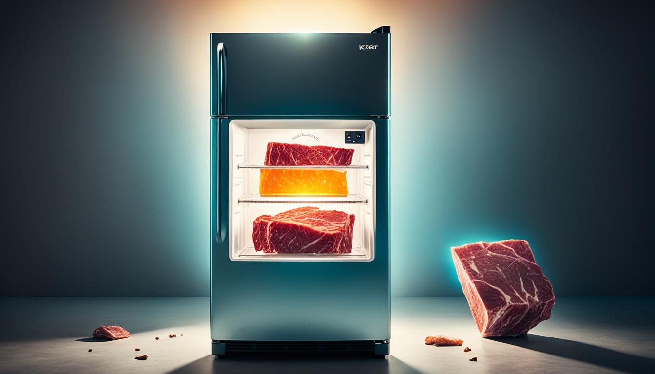 Carne crudă proaspătă păstrată în frigider, simbol de abundență și energie vitală în vis