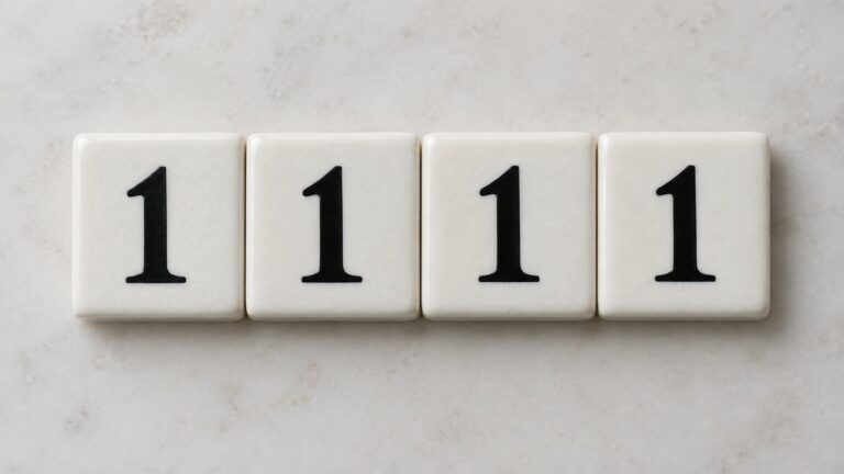 Patru cifre ceramice identice, 1111, așezate în linie pe un fundal simplu.