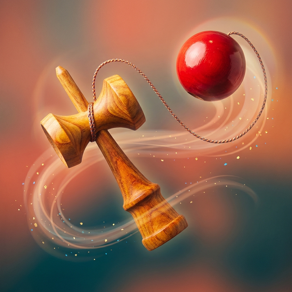 Kendama jucărie tradițională japoneză de îndemânare sabie și minge