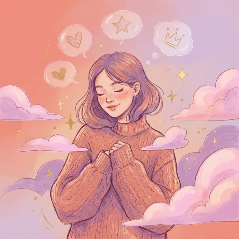 Femeie visătoare cu gânduri pozitive - conceptul delulu și manifestare