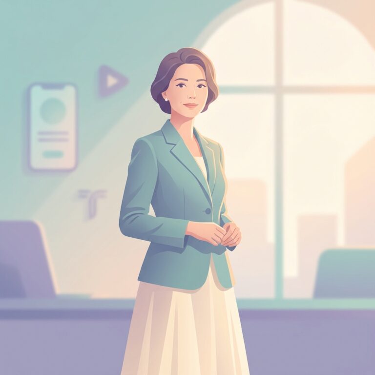 Ilustrație stil demure - femeie elegantă cu atitudine modestă și rafinată