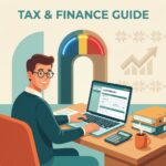 Contribuabil român la birou cu documente fiscale și calculator