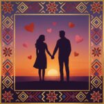 Cuplu romantic la apus exprimând iubire profundă - memerau înseamnă mor după tine