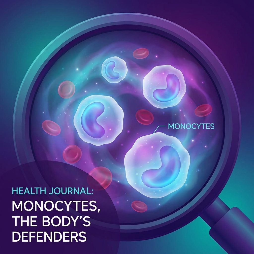 Ilustrație monocite și celule albe din sânge la microscop