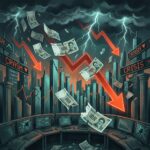 Ilustrație criza rialului iranian cu bancnote și grafice în scădere