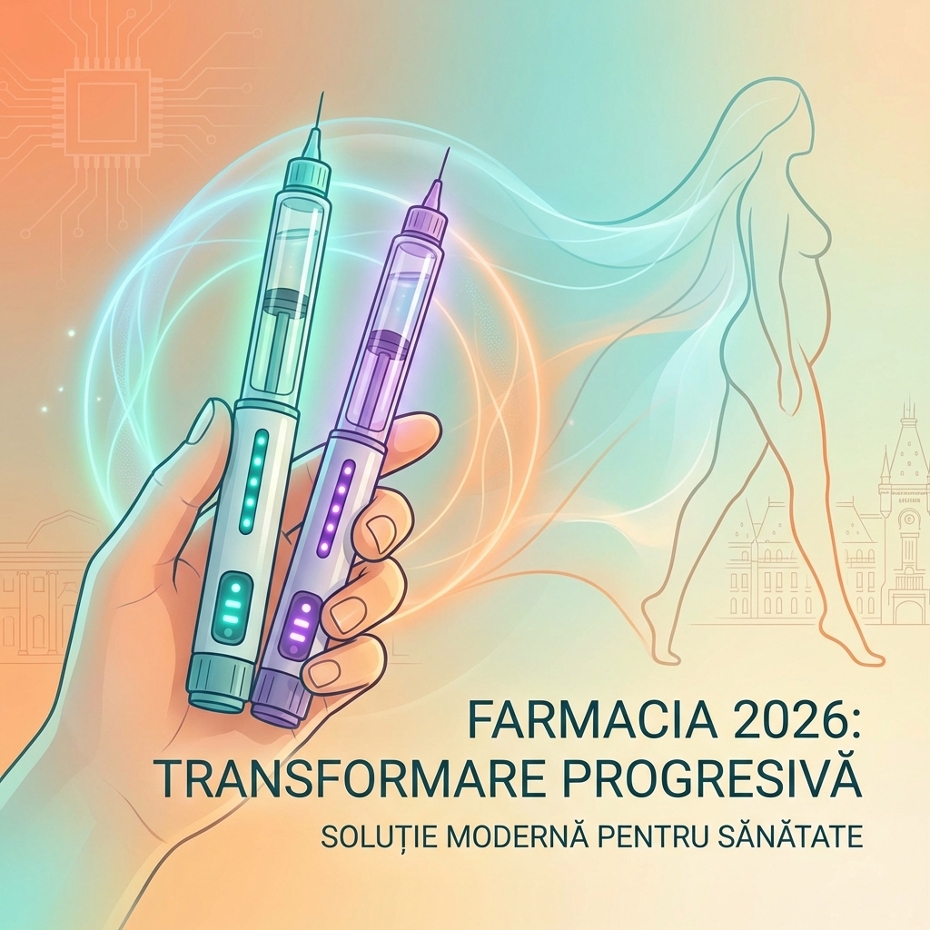 Ilustrație modernă cu stilouri injectabile Wegovy și Mounjaro pentru pierdere în greutate