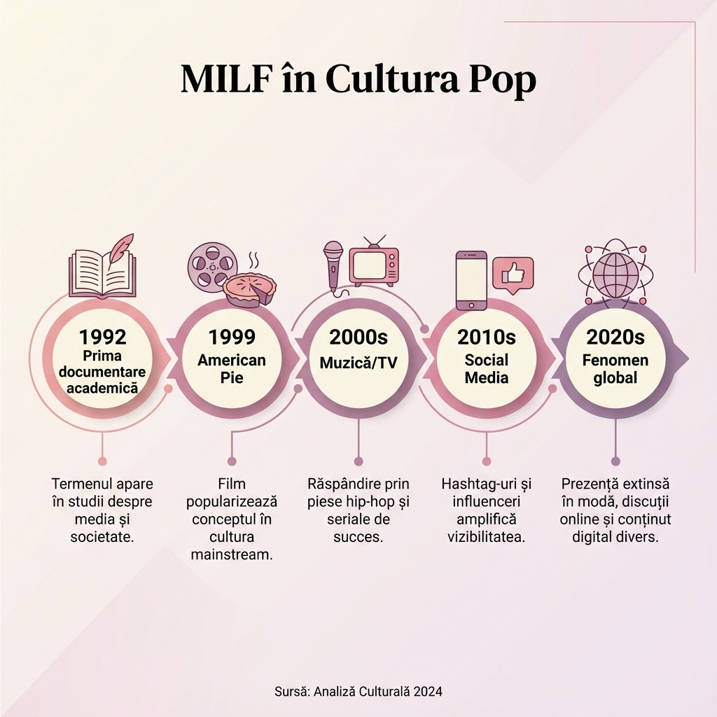 Infografic: Evoluția termenului MILF în cultura pop de la 1992 până în 2020s