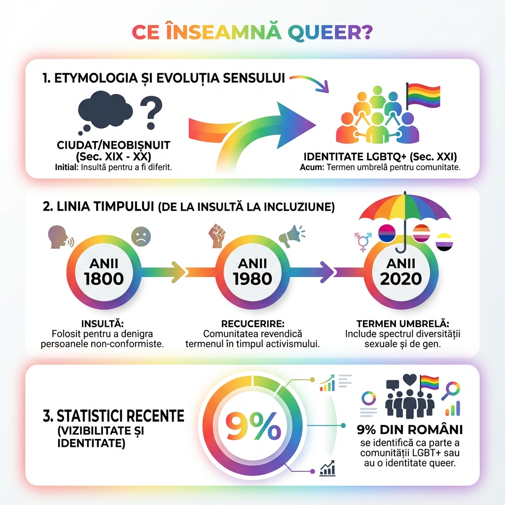 Infografic: Ce înseamnă queer - etimologie, evoluție și statistici în România
