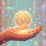 Monedă Bitcoin digitală strălucitoare reprezentând criptomoneda BTC