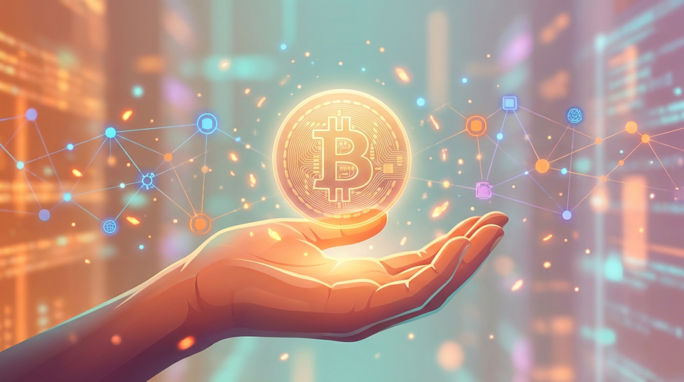 Monedă Bitcoin digitală strălucitoare reprezentând criptomoneda BTC