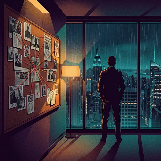 Ilustrație editorială despre cazul Jeffrey Epstein - putere, secrete și justiție