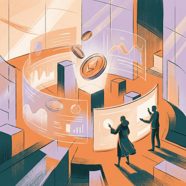 Ilustrație concept pentru Binance exchange cu monede digitale și grafice