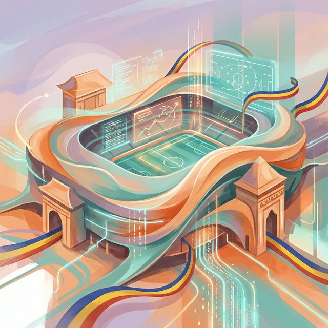 Stadion de fotbal modern reprezentând guvernanța FRF