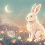 Iepure într-o pajiște luminată de lună — ce înseamnă când visezi iepure, simbol de fertilitate și noroc