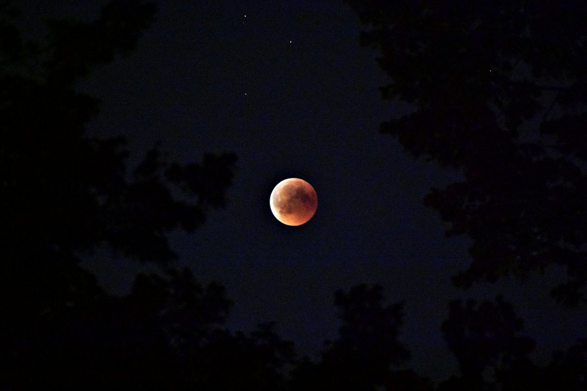 Luna întunecată parțial în timpul eclipsei din august