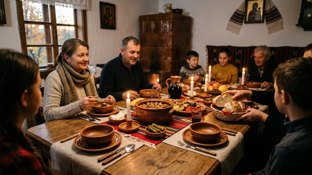 Masă de familie pregătită înaintea postului de iarnă
