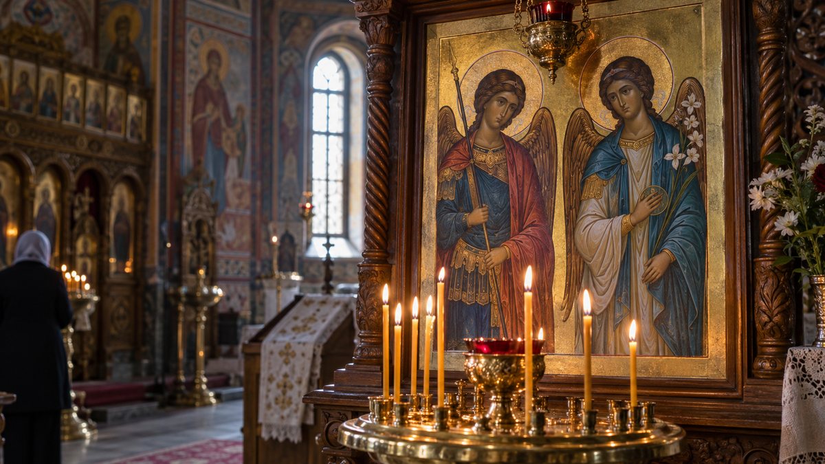 Icoană a arhanghelilor într-o biserică ortodoxă